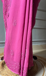 Load image into Gallery viewer, Women&#39;s Lakhnavi Handcrafted Viscose Georgette Chikankari Saree - HONC0290059
