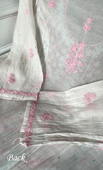 Load image into Gallery viewer, Saziya Women's Lakhnavi Handcrafted Mul Chanderi Semi - Stitched Kurta And Dupatta Set - HONC0311488