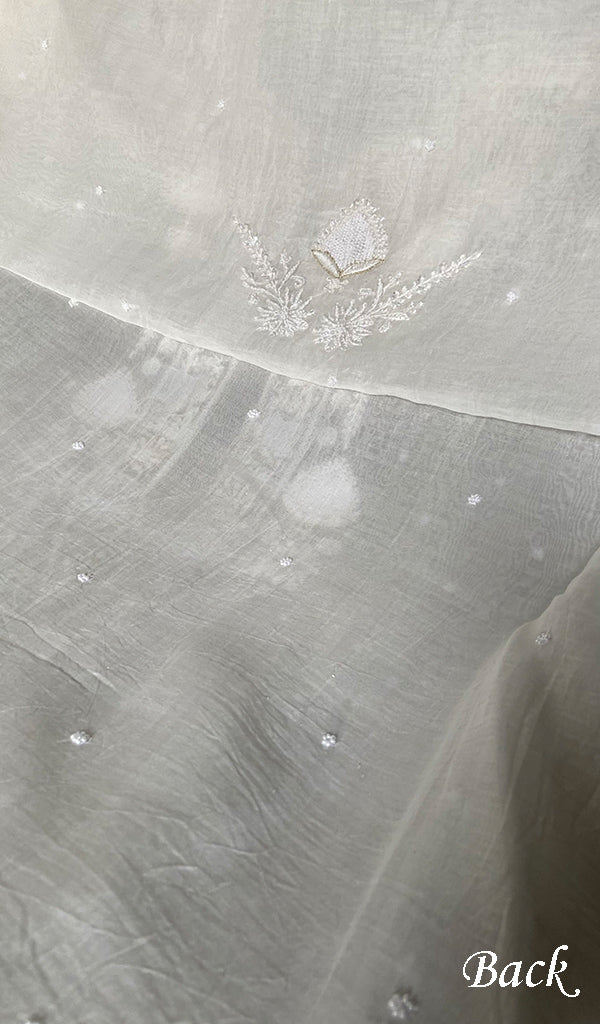 Women's Lakhnavi Handcrafted Mul Chanderi Unstitched Kurta And Dupatta Set - HONC0342904