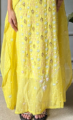 Load image into Gallery viewer, Rabia Women&#39;s Lucknowi Handcrafted Mul chanderi Chikankari Kaftan - HONC0306157

