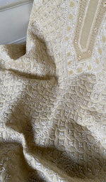 将图像加载到图库查看器中， Women's Lakhnavi Handcrafted Cotton Unstitched Chikankari Suit Material - HONC0367380