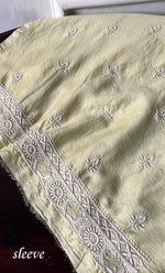 将图像加载到图库查看器中， Lucknowi Handcrafted Chanderi Silk Chikankari Unstitched Unisex Kurta Fabric - HONC0275124