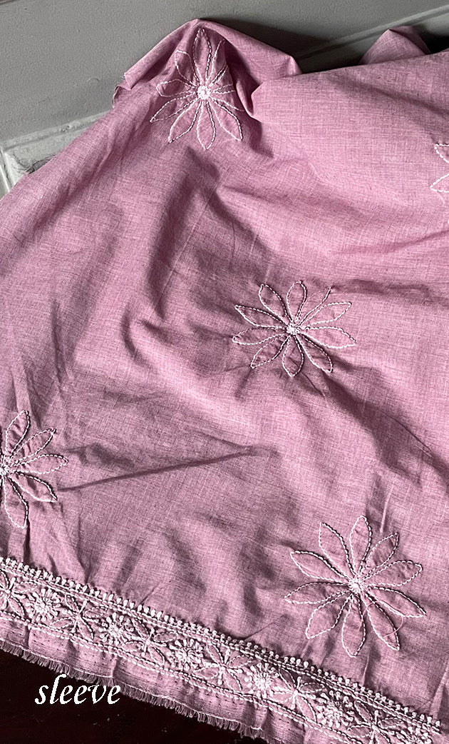 Women's Lakhnavi Handcrafted Cotton Chikankari Unstitched Kurti Fabric - HONC0313490