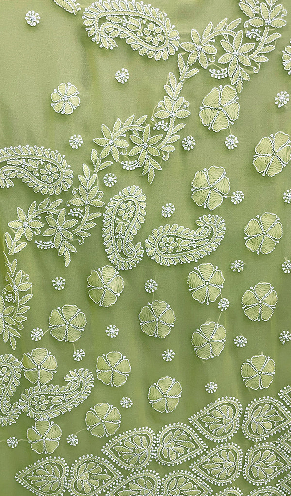 Women's Lucknowi Handcrafted Faux-Georgette Chikankari Saree  - HONC0178240