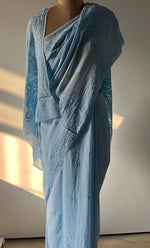 Load image into Gallery viewer, Women&#39;s Lakhnavi Handcrafted Viscose Georgette Chikankari Saree - HONC0271076

