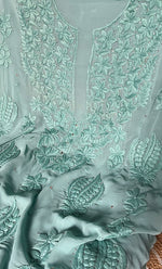 将图像加载到图库查看器中， Women&#39;s Lucknowi Handcrafted Viscose Georgette Chikankari Kurta and Dupatta Set- HONC0307153
