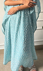 Load image into Gallery viewer, Rabia Women&#39;s Lucknowi Handcrafted Mul chanderi Chikankari Kaftan - HONC0326233
