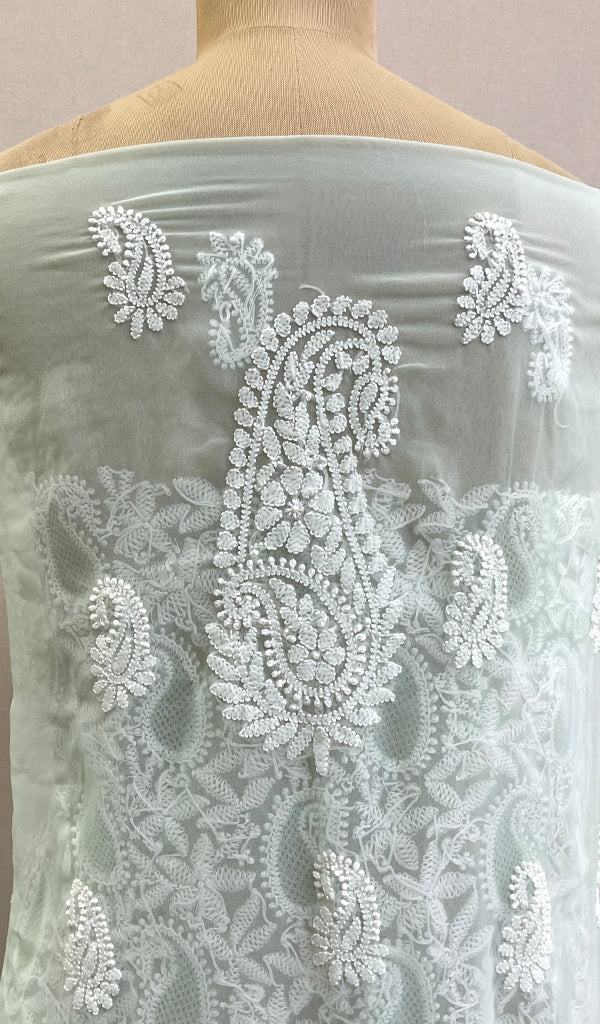 Women's Lucknowi Handcrafted Faux-Georgette Chikankari Suit Material - HONC0194833