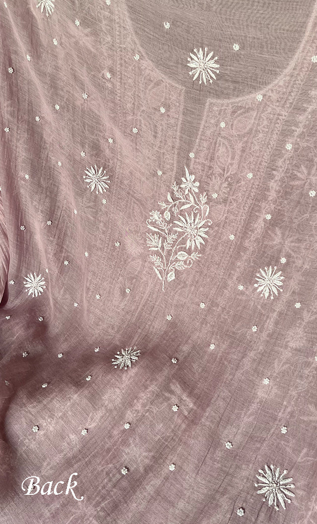 Women's Lakhnavi Handcrafted Mul Chanderi Unstitched Kurta And Dupatta Set - HONC0310609
