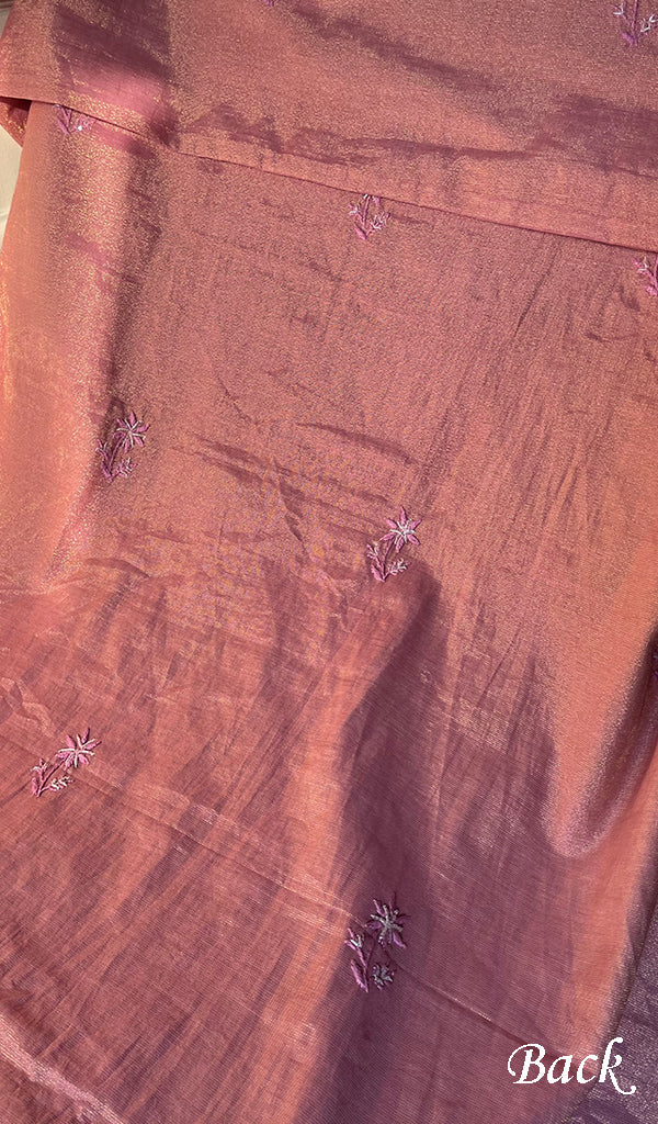 Women's Lakhnavi Handcrafted Tissue Chanderi Chikankari Suit Material - HONC0275985