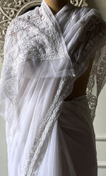 Load image into Gallery viewer, Women's Lucknowi Handcrafted  Faux-Georgette Chikankari Saree - HONC0228974