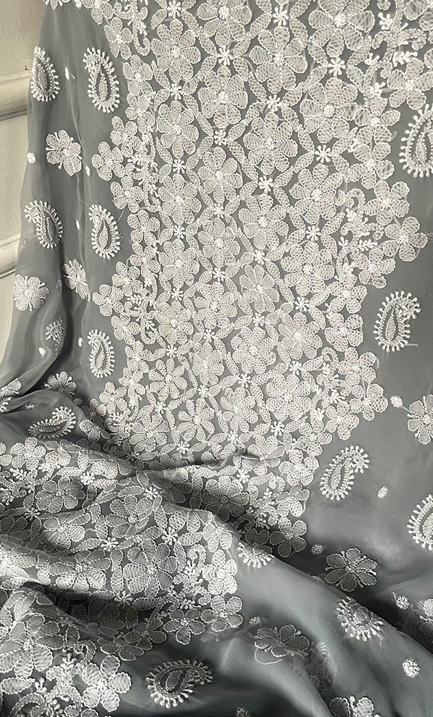 Women's Lucknowi Handcrafted Faux-Georgette Chikankari Suit Material - HONC0274416