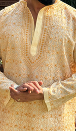 Load image into Gallery viewer, Men&#39;s Lucknowi Handcrafted Cotton Chikankari Kurta - HONC0201002
