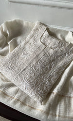 Load image into Gallery viewer, Women&#39;s Lakhnavi Handcrafted Mul Chanderi Semi - Stitched Kurta And Dupatta Set - HONC0270056
