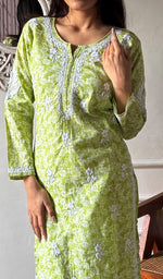 Load image into Gallery viewer, Shagufta Women's Lakhnavi Handcrafted Cotton Chikankari Kurti - HONC0347133