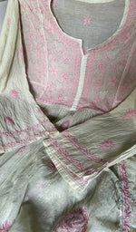 Load image into Gallery viewer, Women's Lakhnavi Handcrafted Mul Chanderi Unstitched Chikankari Full Suit - HONC0284754