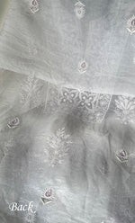 将图像加载到图库查看器中， Women&#39;s Lakhnavi Handcrafted Pure Organza Chikankari Unstitched Kurta And Dupatta Set- HONC0288321
