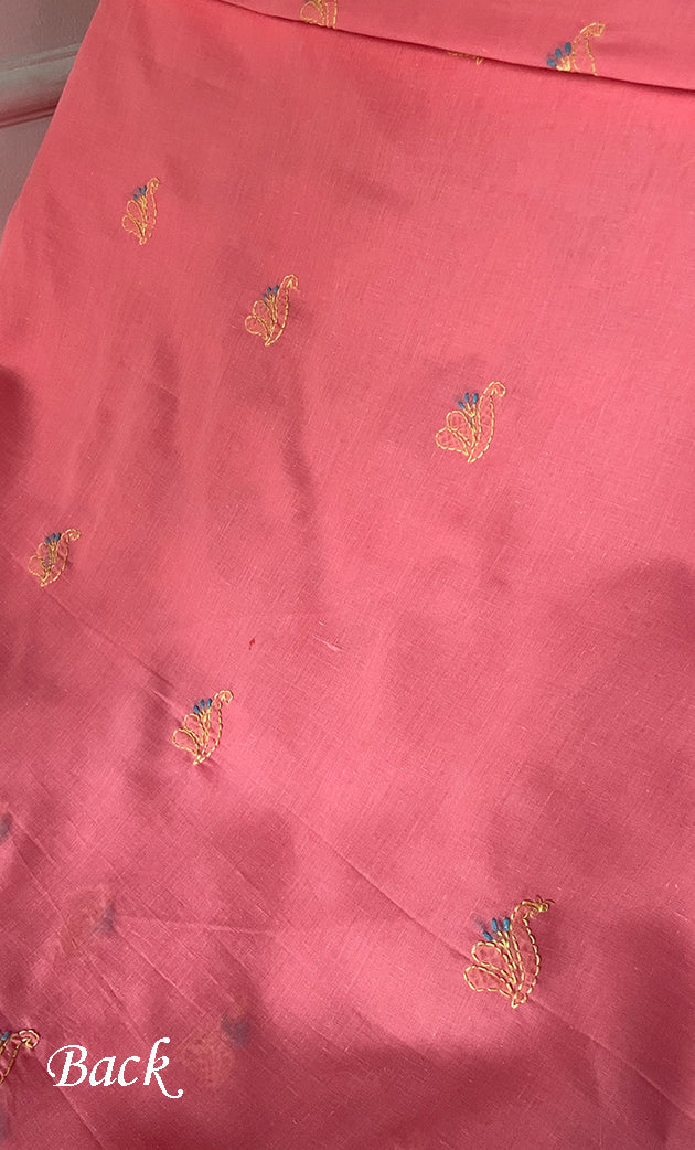 Women's Lakhnavi Handcrafted Unstitched Cotton Chikankari Suit Material - HONC03217898