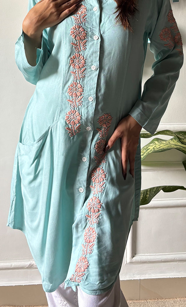 Women's Lakhnavi Handcrafted Cotton Chikankari Top - HONC0315254