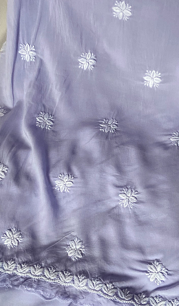 Women's Lakhnavi Handcrafted Modal Cotton Chikankari Unstitched Kurti Fabric - HONC0261065