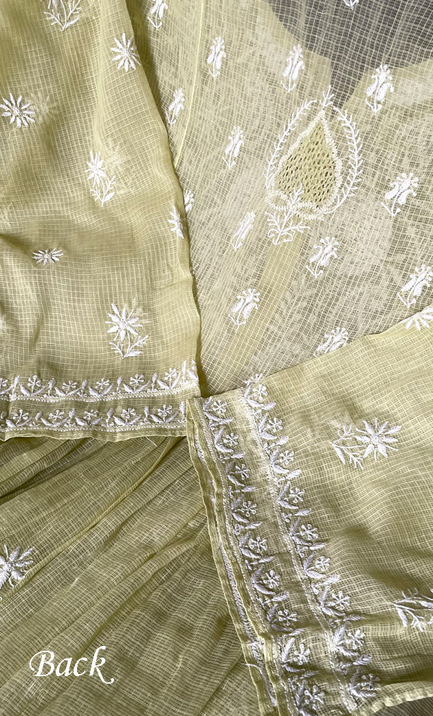 Women's Lakhnavi Handcrafted Kota Cotton Semi - Stitched Kurta And Dupatta Set- HONC0307251