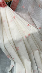 Load image into Gallery viewer, Women&#39;s Lakhnavi Handcrafted Chanderi silk Chikankari Saree - HONC0281266
