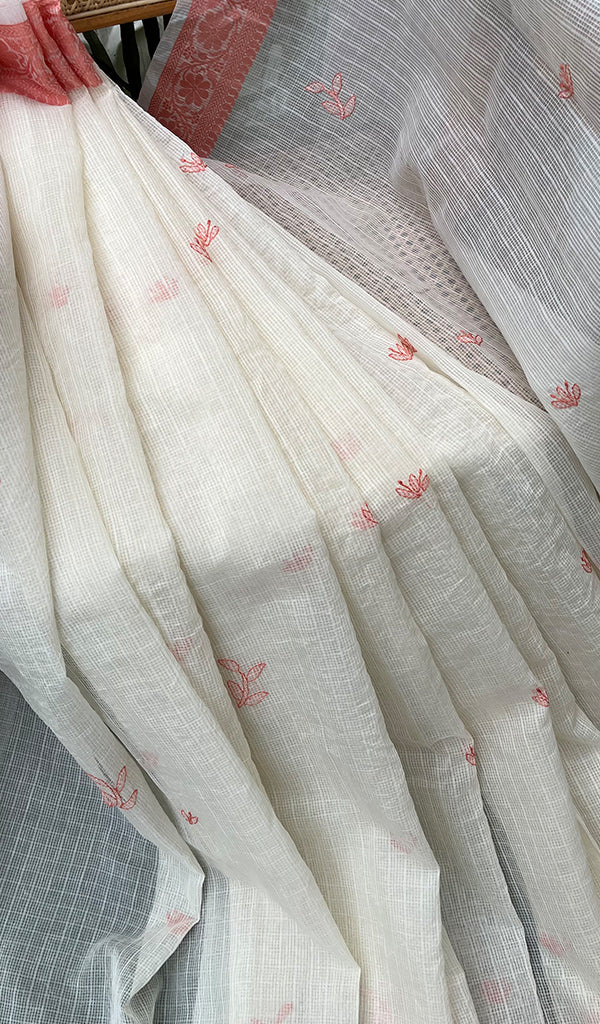 Women's Lakhnavi Handcrafted Chanderi silk Chikankari Saree - HONC0281266