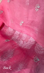 将图像加载到图库查看器中， Gulaab Women's Lakhnavi Handcrafted Pure Organza Chikankari Unstitched Kurta And Dupatta Set- HONC0311846