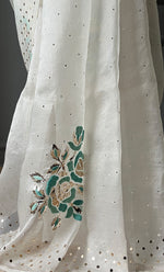 Load image into Gallery viewer, Women&#39;s Lucknowi Handcrafted Pure Organza Silk Chikankari Saree - HONC0307476
