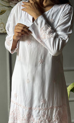 Load image into Gallery viewer, Women&#39;s Lakhnavi Handcrafted Modal Cotton Chikankari Top - HONC0307553
