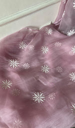 将图像加载到图库查看器中， Women's Lakhnavi Handcrafted Pure Organza Chikankari Semi - Stitched Kurta And Dupatta Set- HONC0348613