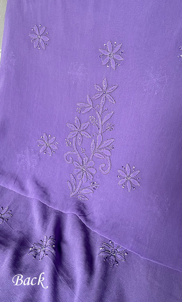 Women's Lucknowi Handcrafted Viscose Georgette Unstitched Chikankari Suit Material - HONC0325141