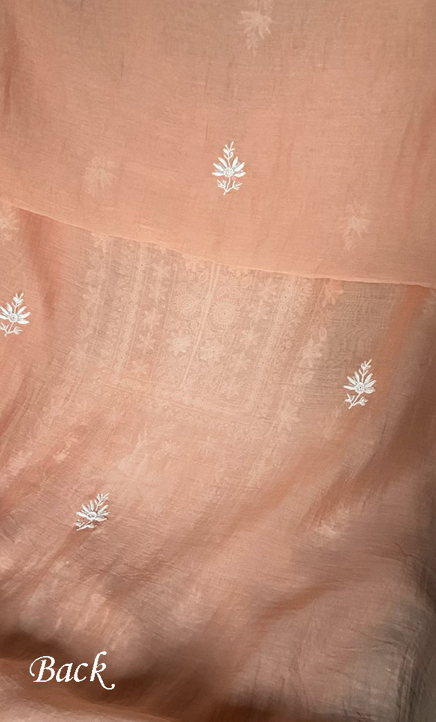 Women's Lakhnavi Handcrafted Mul Chanderi Unstitched Kurta And Dupatta Set - HONC0307211