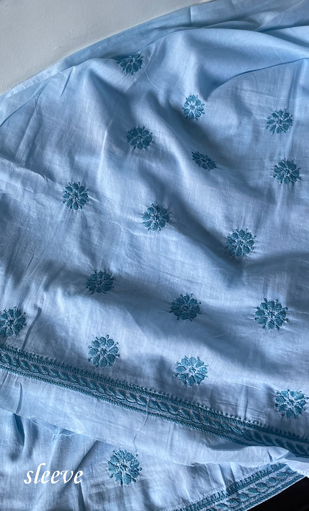 Women's Lakhnavi Handcrafted Cotton Chikankari Kurta And Kurta Dupatta Set - HONC0245293