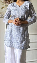 Load image into Gallery viewer, Women's Lakhnavi Handcrafted Cotton Chikankari Top - HONC0346974