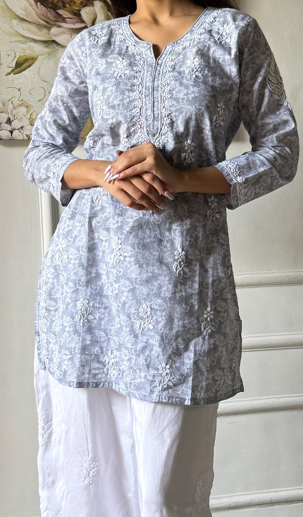 Women's Lakhnavi Handcrafted Cotton Chikankari Top - HONC0346974