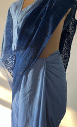 Load image into Gallery viewer, Women&#39;s Lakhnavi Handcrafted Viscose Georgette Chikankari Saree - HONC0271083
