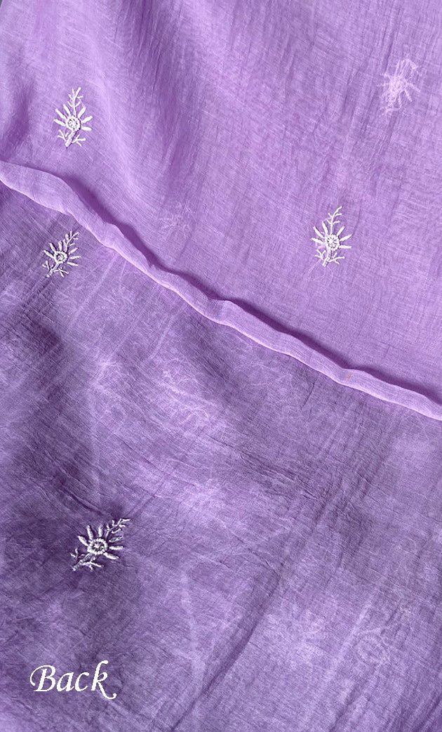 Women's Lakhnavi Handcrafted Mul Chanderi Unstitched Chikankari Full Suit Material - HONC0278008