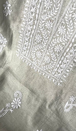 Load image into Gallery viewer, Women&#39;s Lucknowi Handcrafted Tissue Chanderi Chikankari Kurta And Dupatta Set - HONC0223407
