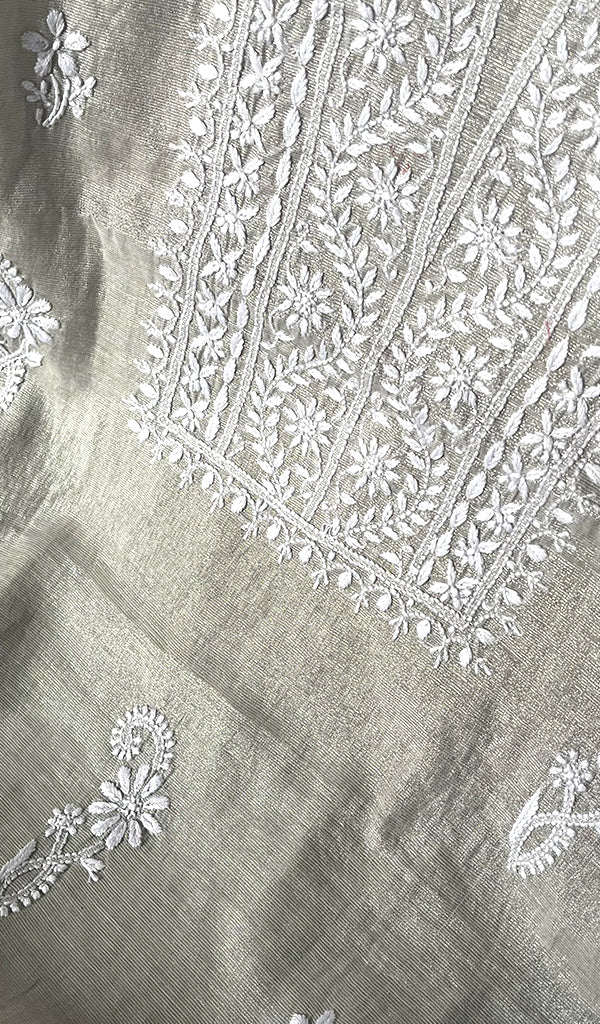 Women's Lucknowi Handcrafted Tissue Chanderi Chikankari Kurta And Dupatta Set - HONC0223407