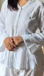 Load image into Gallery viewer, Women&#39;s Lakhnavi Handcrafted Modal Cotton Chikankari Top - HONC0287585
