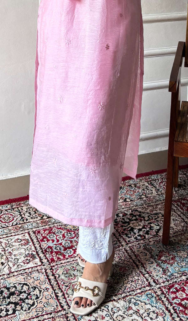 Women's Lakhnavi Handcrafted Muslin Chikankari Kurti - HONC02647660