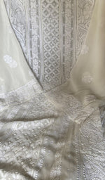 将图像加载到图库查看器中， Women's Lucknowi Handcrafted Viscose Georgette Semi - Stitched Chikankari Anarkali and Dupatta Set- HONC0370133