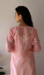将图像加载到图库查看器中， Jiya Women's Lakhnavi Handcrafted Muslin Chikankari Kurti - HONC0367883