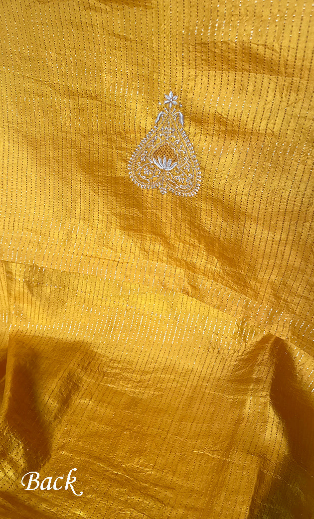 Lucknowi Handcrafted Munga Silk Chikankari Unstitched Men's Kurta Fabric - HONC0302387