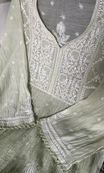 Load image into Gallery viewer, Izana Women's Lakhnavi Handcrafted Mul Chanderi Semi - stitched Chikankari Full Suit Material - HONC0333507