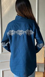 Load image into Gallery viewer, Women&#39;s Lucknowi Handcrafted Slub Cotton Chikankari Top - HONC0299058
