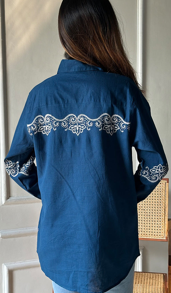Women's Lucknowi Handcrafted Slub Cotton Chikankari Top - HONC0299058