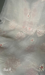 Load image into Gallery viewer, Women&#39;s Lakhnavi Handcrafted Pure Organza Chikankari Unstitched Kurta And Dupatta Set- HONC0297178
