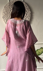 Load image into Gallery viewer, Rabia Women&#39;s Lucknowi Handcrafted Mul chanderi Chikankari Kaftan - HONC0326232
